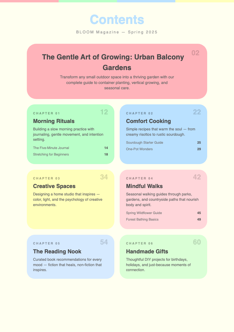 Pastel Soft Table Of Contents With Content